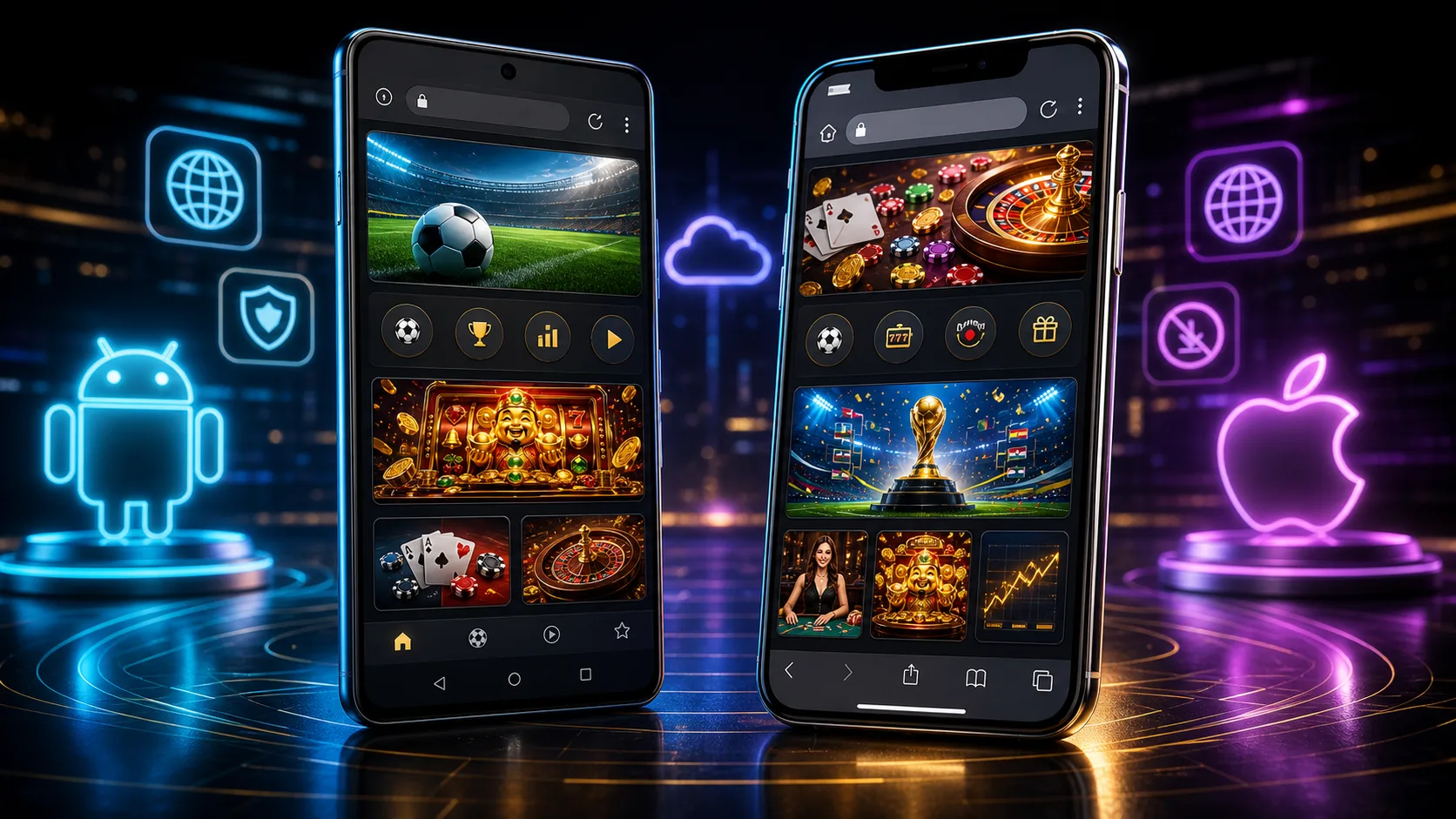 Experiência vencedor compatível com Android e iOS no navegador mobile